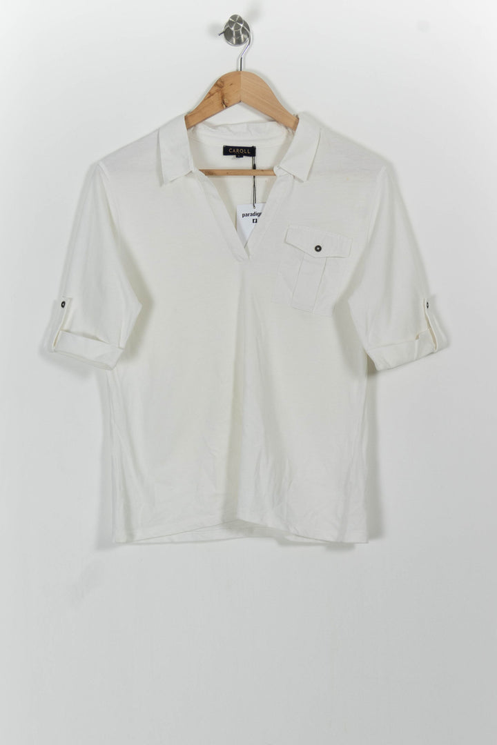 Polo Blanc - Taille L/40 de la marque Caroll | PARAD49155 - Vendu par Paradigme - Image 2