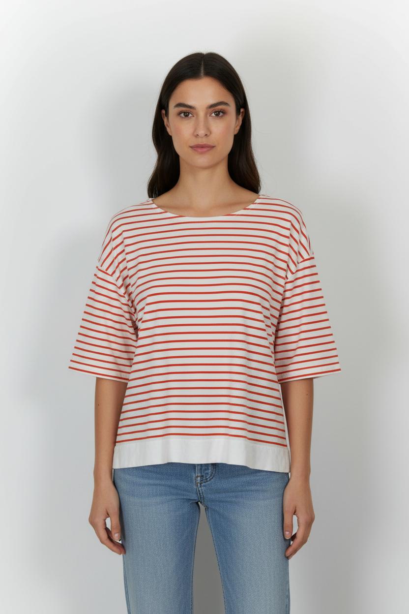 Tee-shirt Blanc et Rouge - Taille L/40 de la marque Caroll | PARAD49156 - Vendu par Paradigme - Image 1