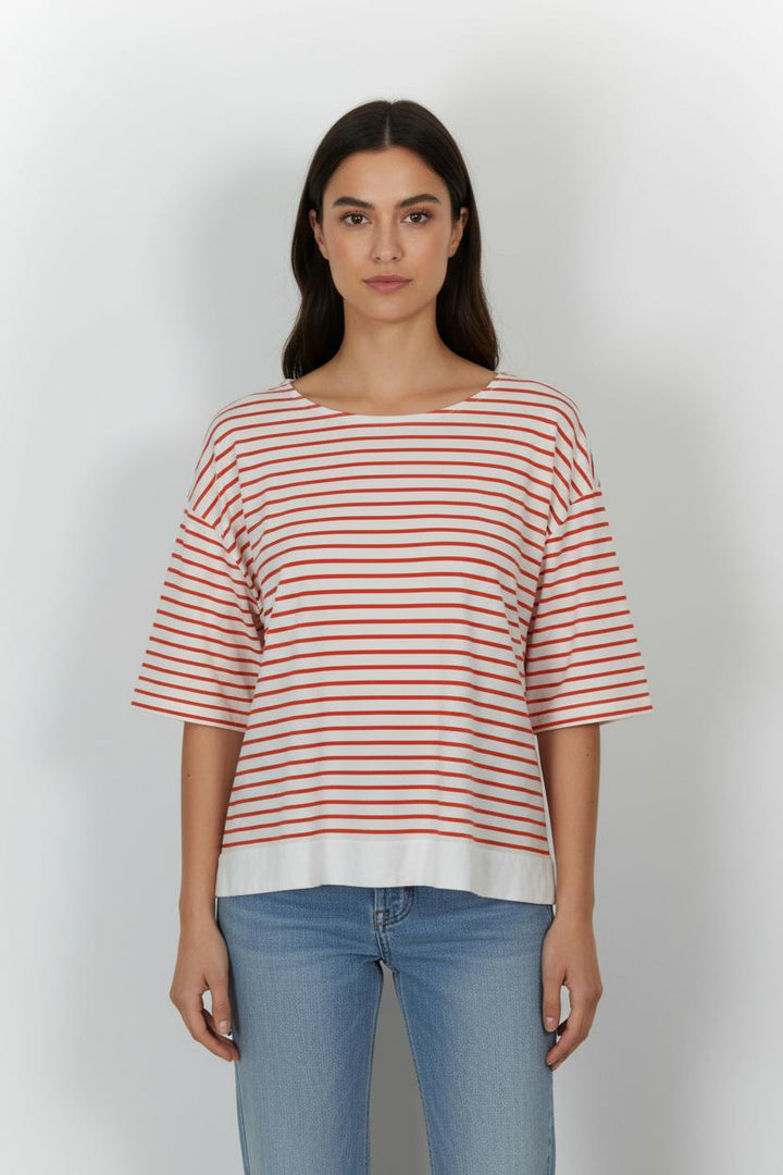 Tee-shirt Blanc et Rouge - Taille L/40 de la marque Caroll | PARAD49156 - Vendu par Paradigme - Image 1