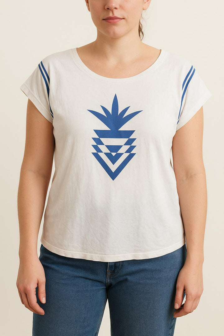 Tee-shirt Blanc et Bleu - Taille L/40 de la marque Claudie Pierlot | PARAD49172 - Vendu par Paradigme - Image 1