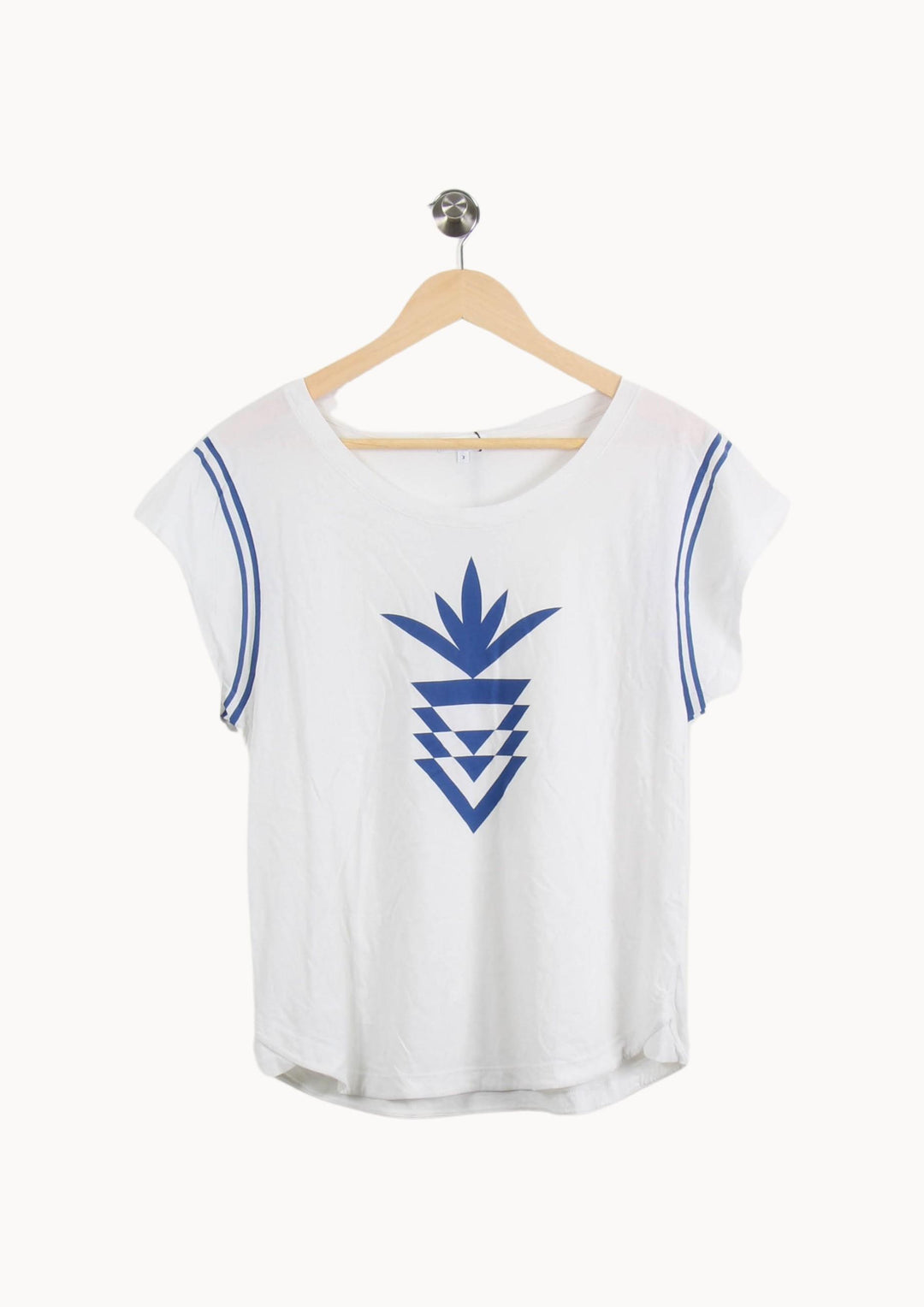 Tee-shirt Blanc et Bleu - Taille L/40 de la marque Claudie Pierlot | PARAD49172 - Vendu par Paradigme - Image 2