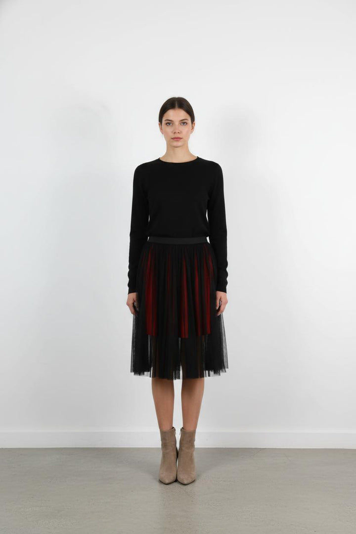 Jupe Midi Noire et Rouge - Taille S/36
