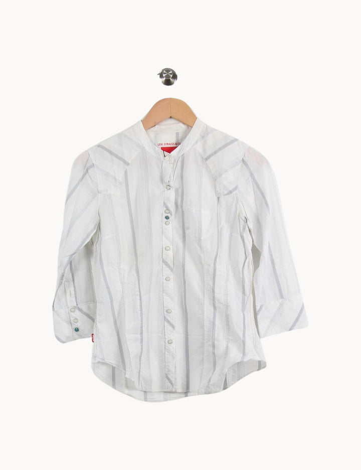 Chemise Blanche et Grise - Taille M/38 de la marque Levi's | PARAD49194 - Vendu par Paradigme - Image 2
