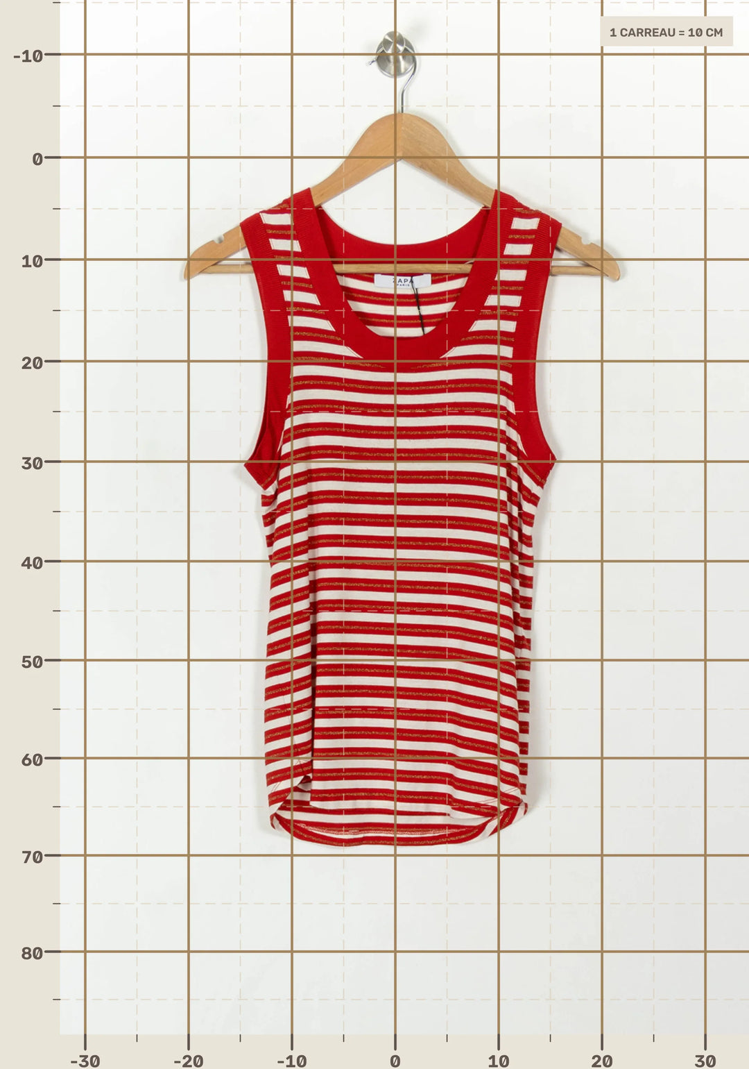 Débardeur Rayé Rouge et Blanc - Taille XS/34 de la marque ZAPA | PARAD49222 - Vendu par Paradigme - Image 4