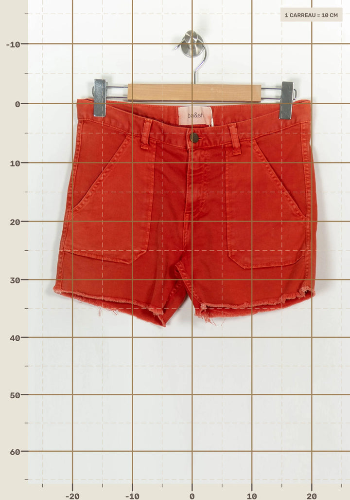 Short en Jean Rouge - Taille M/38 de la marque ba&amp;sh | PARAD49298 - Vendu par Paradigme - Image 4