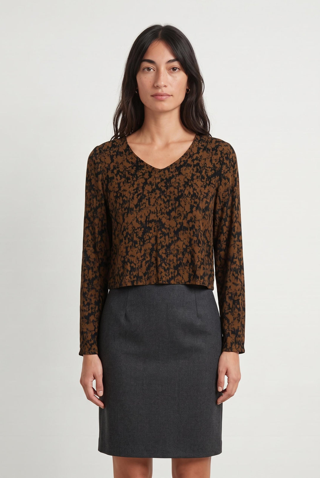 Blouse Marron et Noire - Taille S/36 de la marque American Vintage | PARAD49342 - Vendu par Paradigme - Image 1