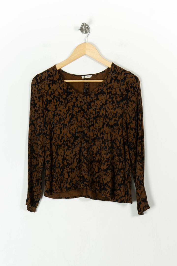 Blouse Marron et Noire - Taille S/36 de la marque American Vintage | PARAD49342 - Vendu par Paradigme - Image 2