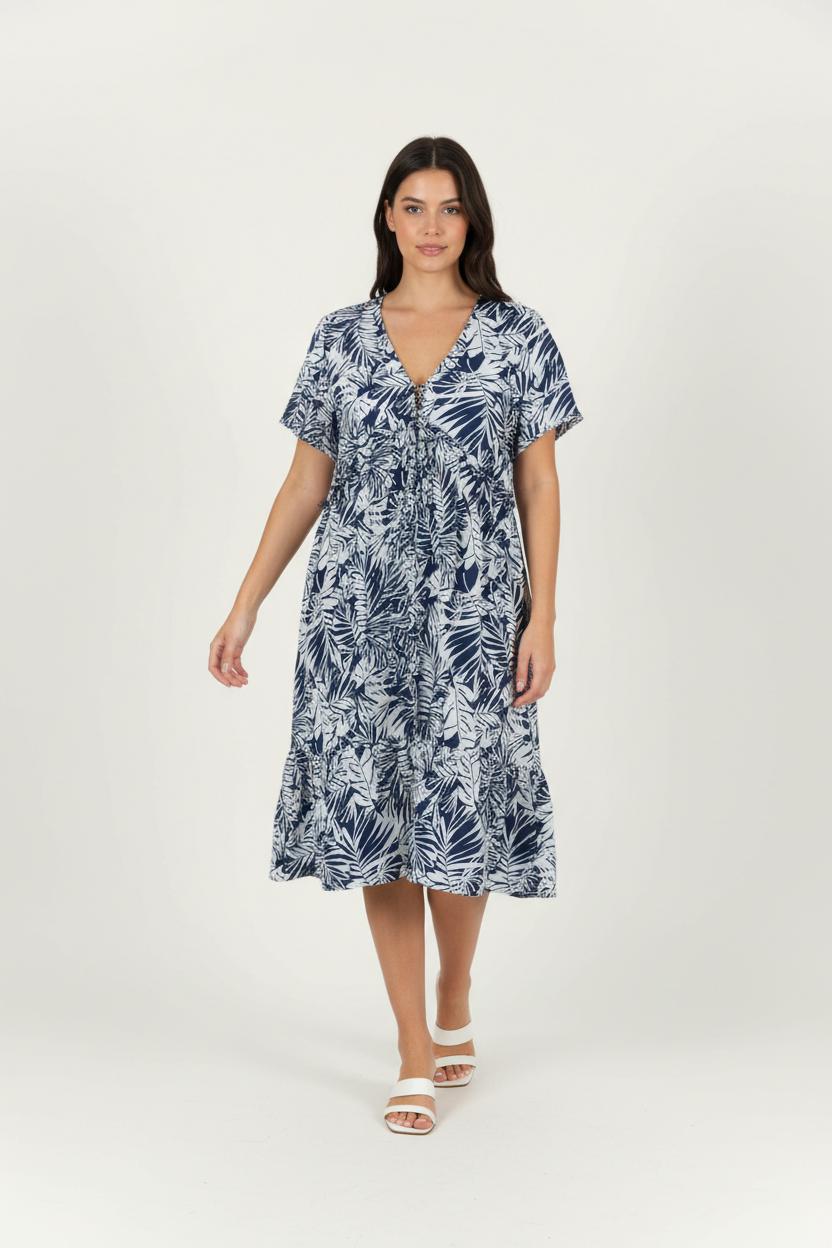 Robe Midi Blanche et Bleue - Taille L/40 de la marque Garance Paris | PARAD49396 - Vendu par Paradigme - Image 1