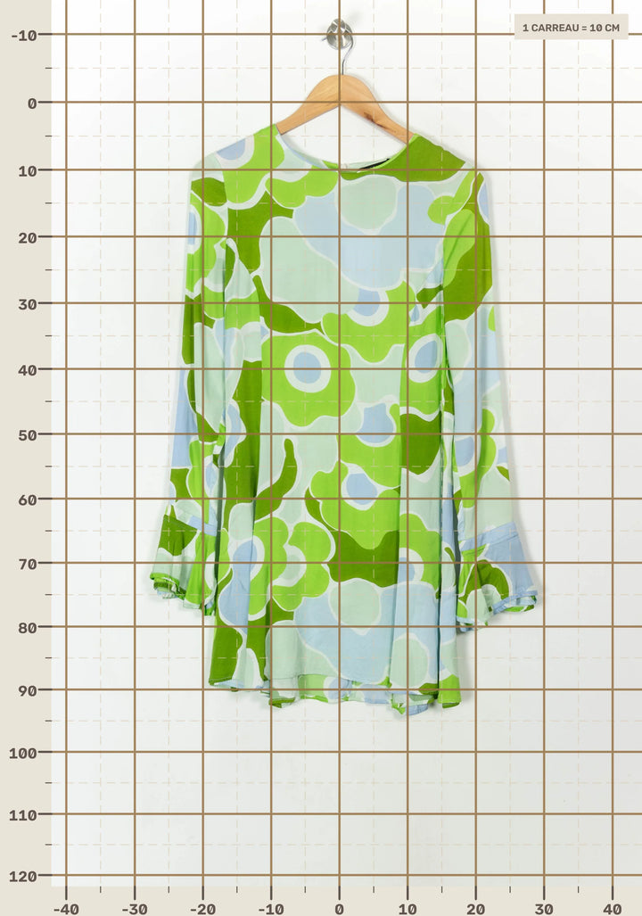 Robe Midi Verte et Bleue - Taille L/40 de la marque Tara Jarmon | PARAD49434 - Vendu par Paradigme - Image 4