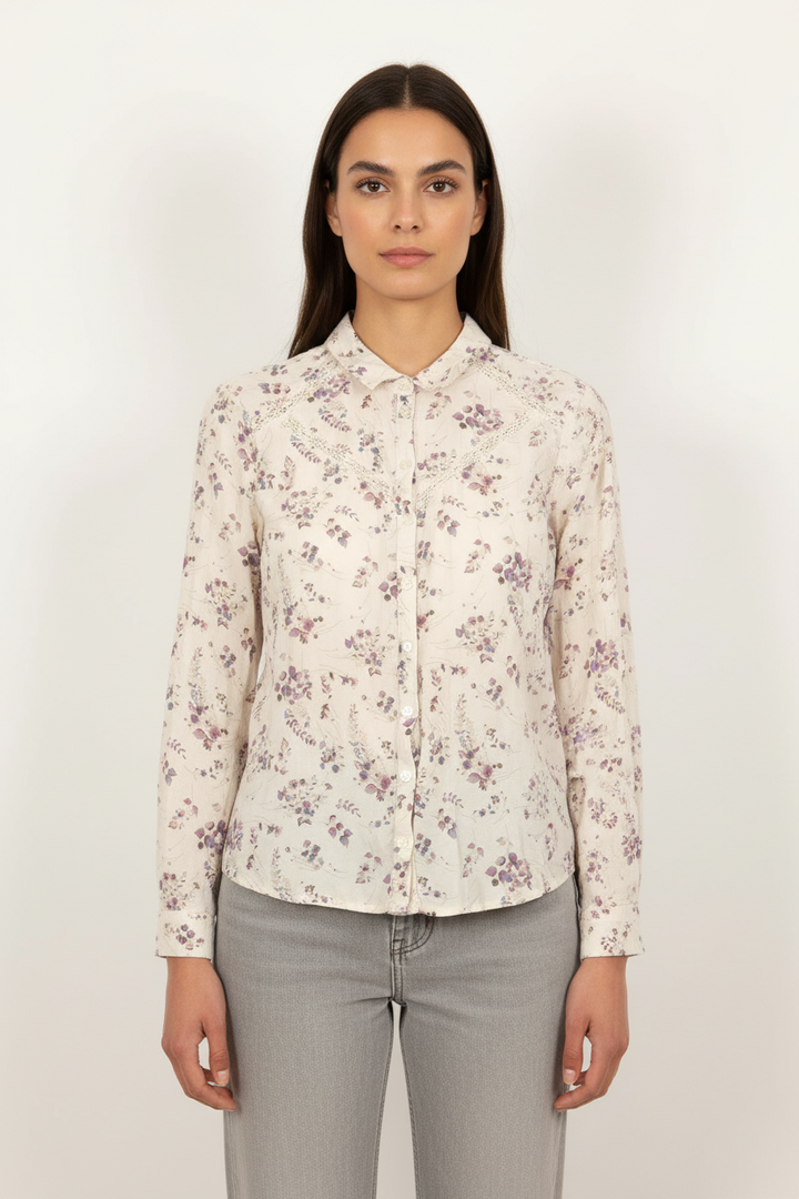 Chemise Fleurie Écrue - Taille L/40