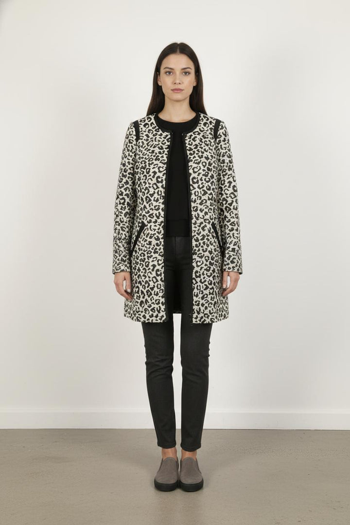 Manteau Léopard Noir et Beige - Taille S/36