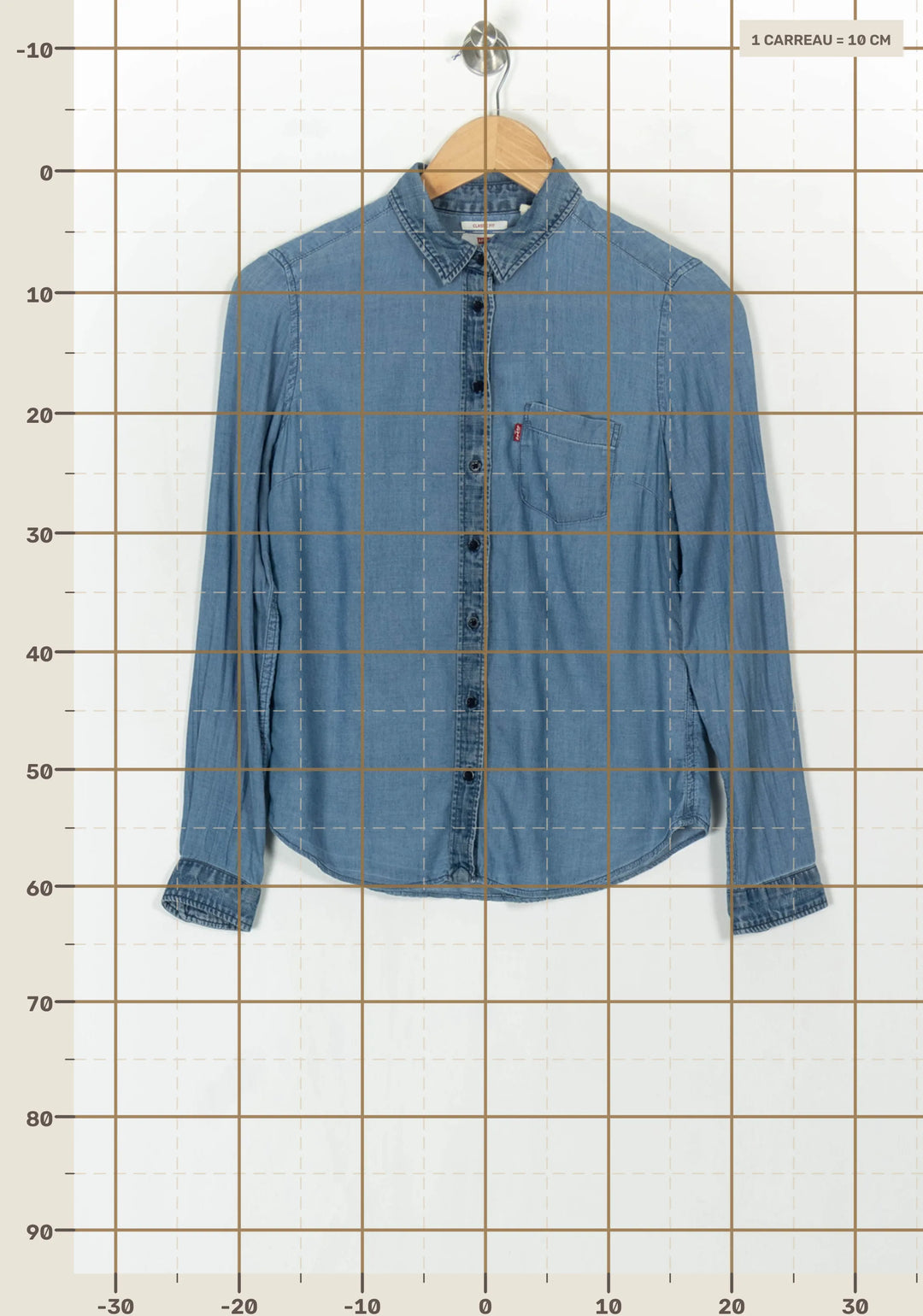 Chemise en Jean Bleu
 - Taille XS/34 de la marque Levi&