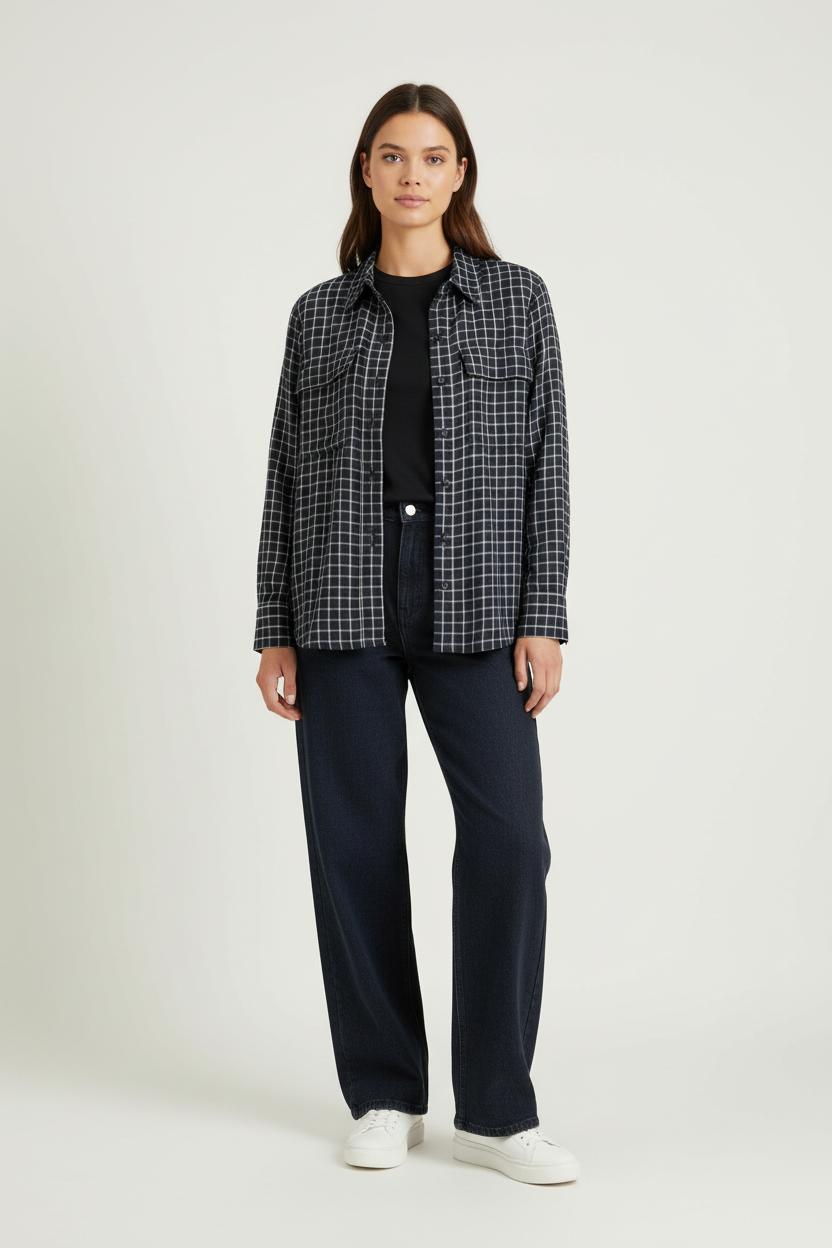 Chemise À Carreaux Bleue et Blanche - Taille S/36 de la marque Comptoir des Cotonniers | PARAD495551 - Vendu par Paradigme - Image 1