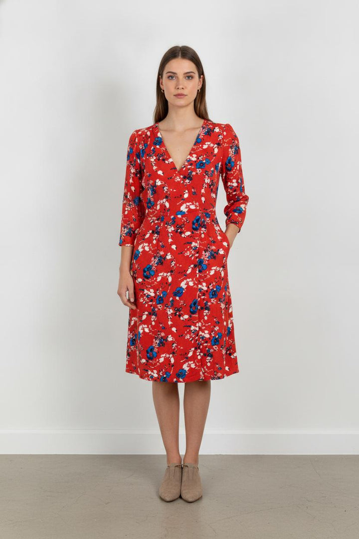 Robe Fleurie Rouge et Bleu - Taille XL/42 de la marque Pablo | PARAD49596 - Vendu par Paradigme - Image 1