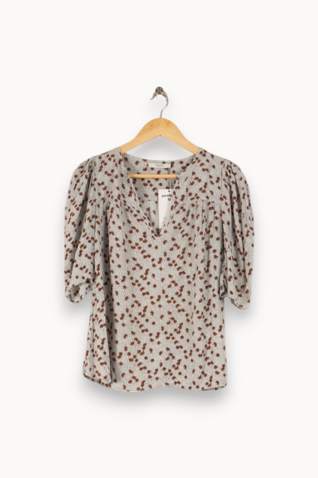 Blouse Blanche et Marron - Taille L/40 de la marque ZAPA | PARAD49606 - Vendu par Paradigme - Image 2