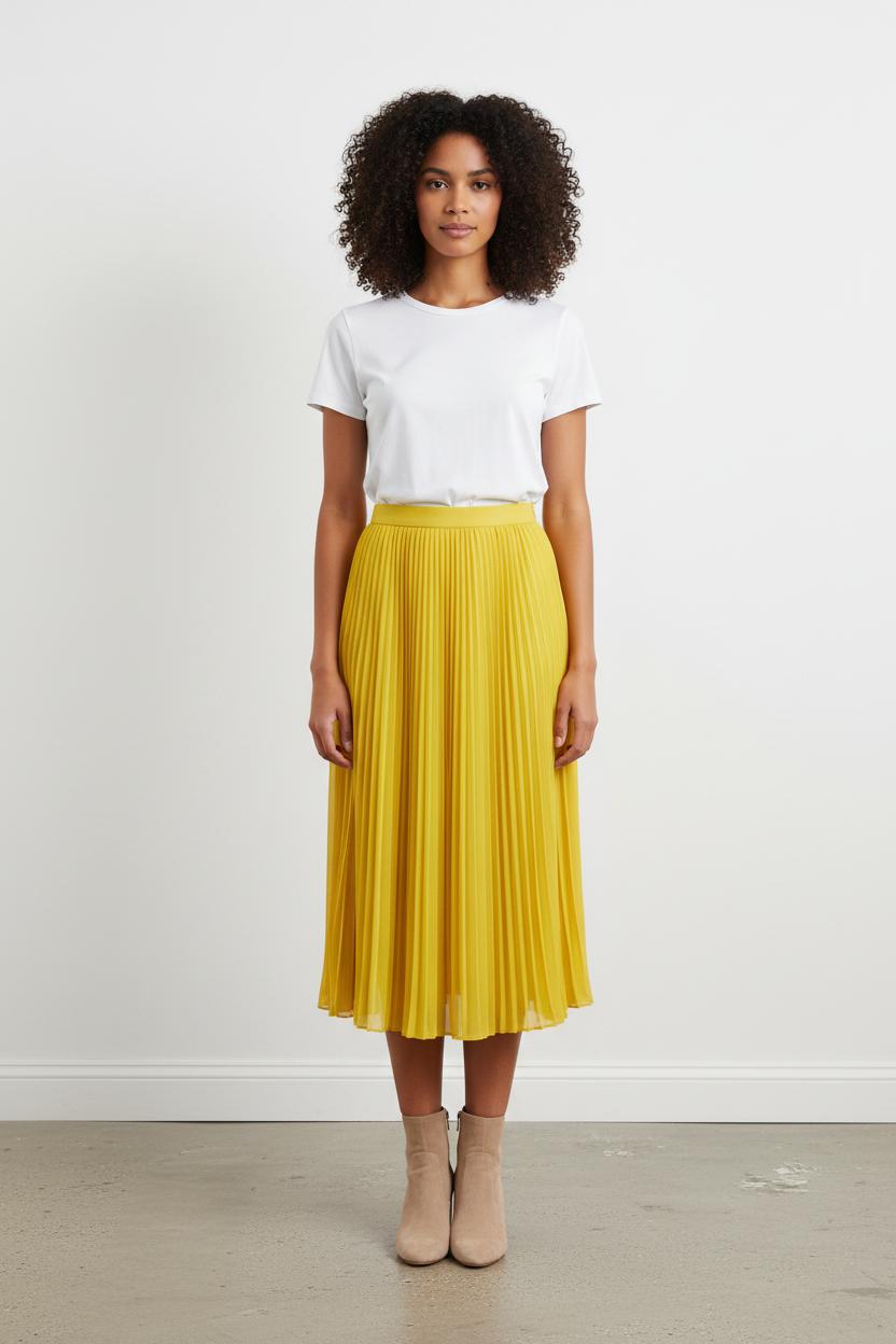Jupe Plissée Jaune - Taille M/38