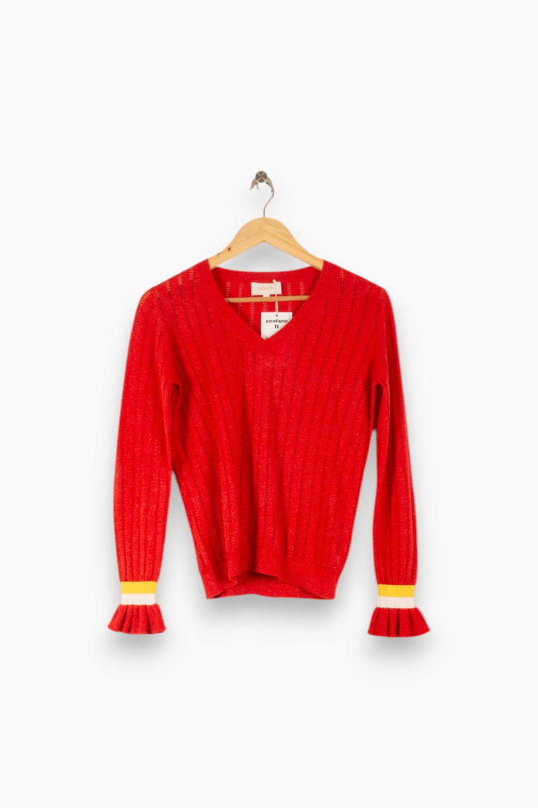 Pull Rouge et Jaune - Taille S/36 de la marque Grace & Mila | PARAD49641 - Vendu par Paradigme - Image 2