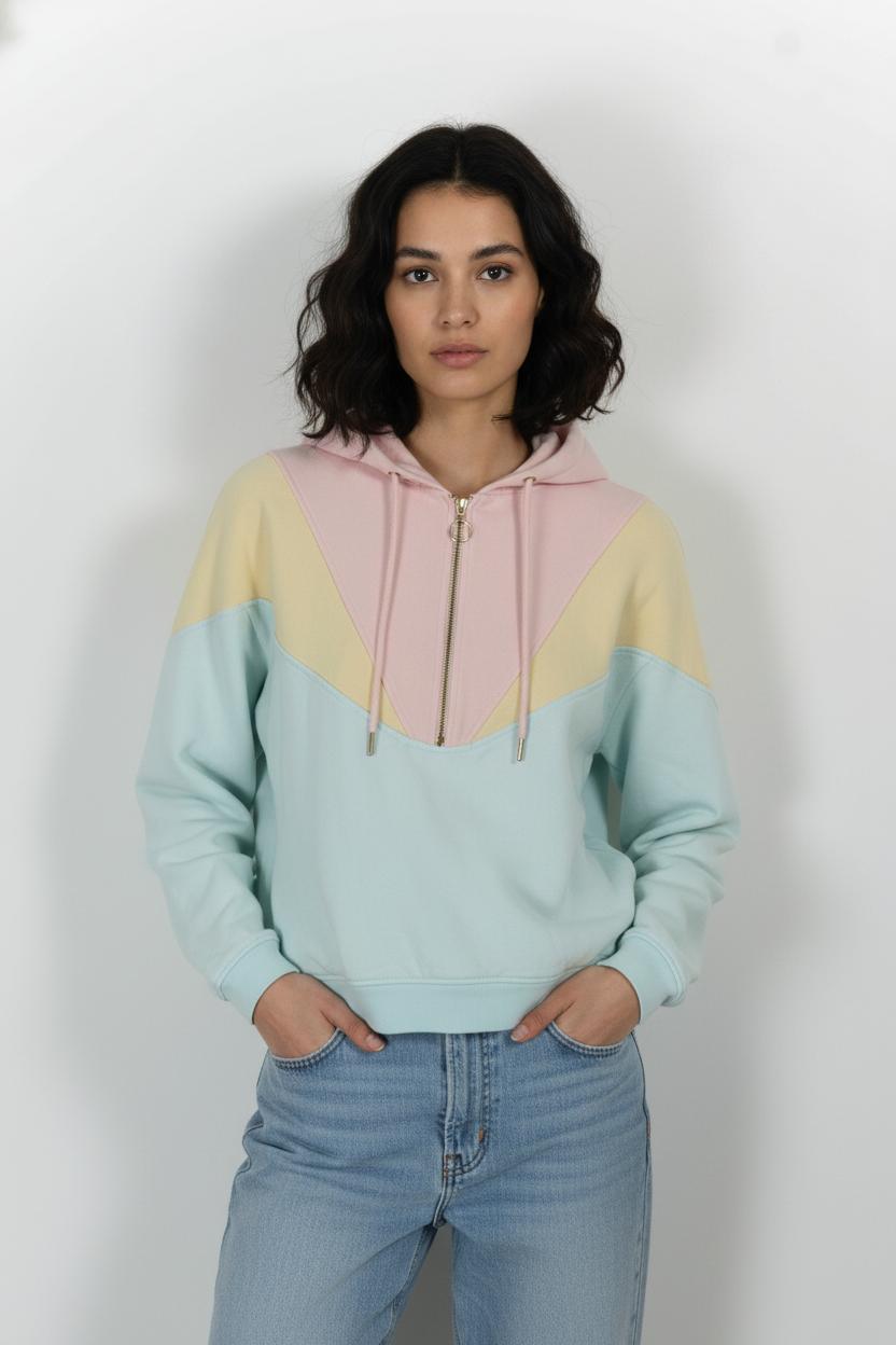 Sweat à Capuche Rose Jaune et Bleu - Taille M/38 de la marque Sézane | PARAD49668 - Vendu par Paradigme - Image 1