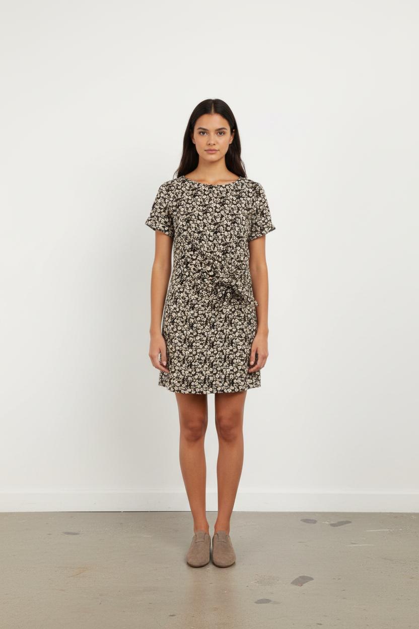 Robe Fleurie Noire et Blanche - Taille XS/34