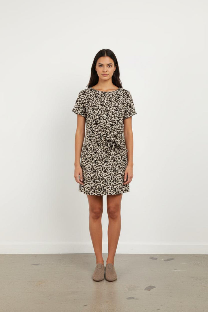 Robe Fleurie Noire et Blanche - Taille XS/34
