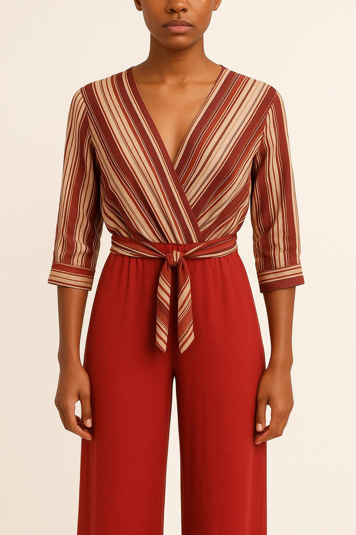 Combinaison Bordeaux et Beige - Taille S/36 de la marque La Fée Maraboutée | PARAD49694 - Vendu par Paradigme - Image 1
