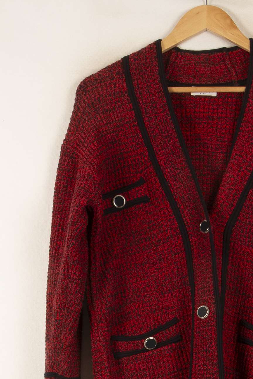 Cardigan Rouge et Noir - Taille S/36 de la marque Claudie Pierlot | PARAD49735 - Vendu par Paradigme - Image 3