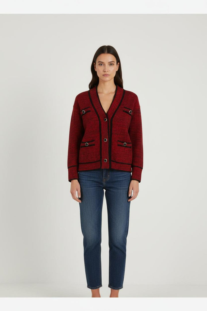 Cardigan Rouge et Noir - Taille S/36
