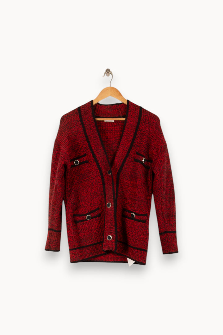 Cardigan Rouge et Noir - Taille S/36 de la marque Claudie Pierlot | PARAD49735 - Vendu par Paradigme - Image 2