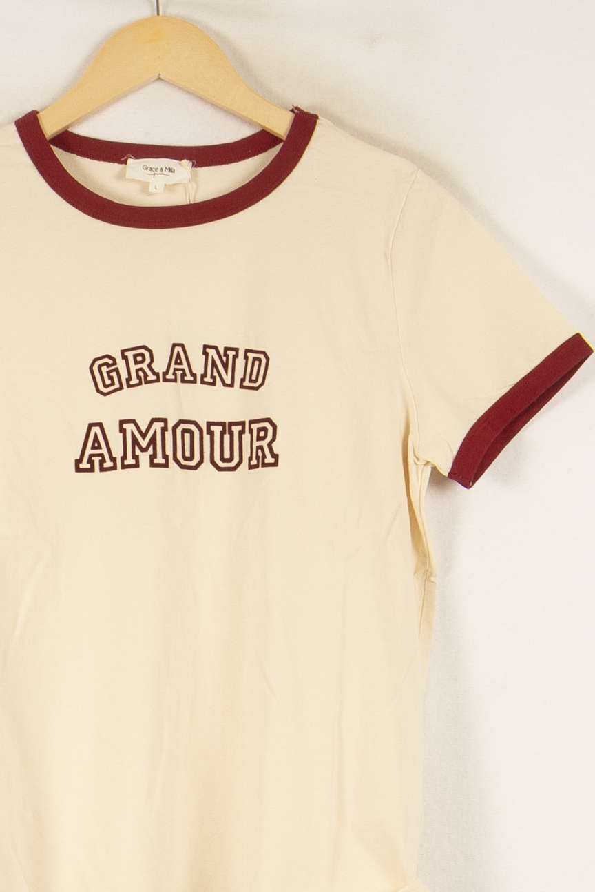 Tee-shirt Manche Courte Beige et Bordeaux - Taille L/40 de la marque Grace & Mila | PARAD49745 - Vendu par Paradigme - Image 3