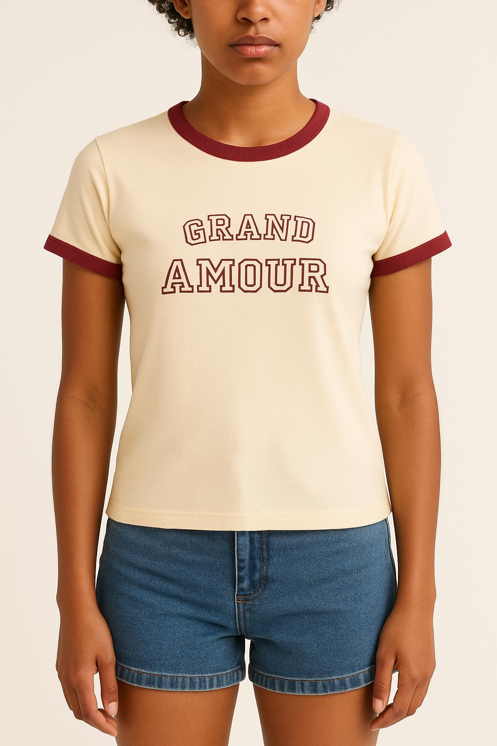 Tee-shirt Manche Courte Beige et Bordeaux - Taille L/40 de la marque Grace & Mila | PARAD49745 - Vendu par Paradigme - Image 1