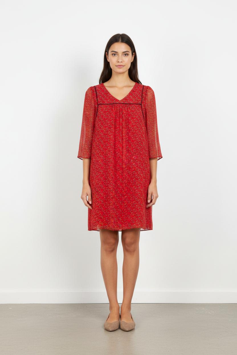 Robe Fleurie Rouge - Taille M/38