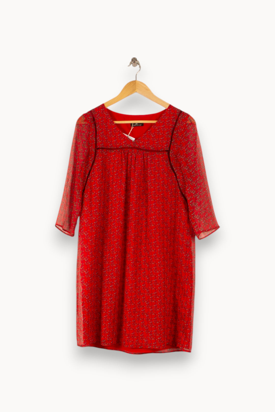 Robe Fleurie Rouge - Taille M/38 de la marque One Step | PARAD49764 - Vendu par Paradigme - Image 2
