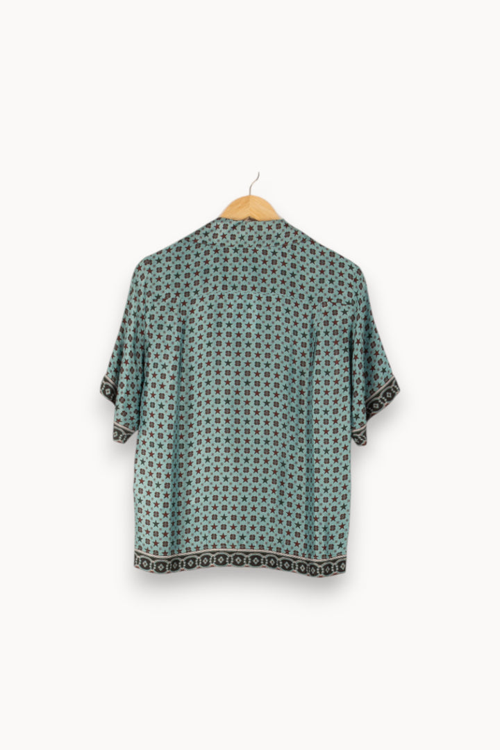 Chemise Manches Courtes Bleue et Marron - Taille XS/34 de la marque Sandro | PARAD49787 - Vendu par Paradigme - Image 4
