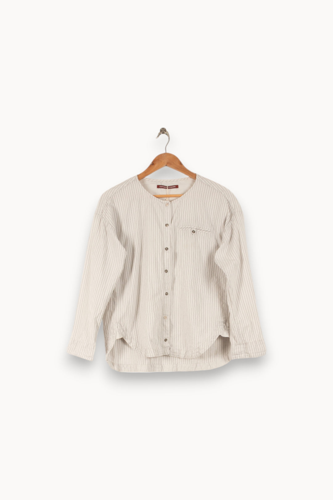 Chemise Blanche à Rayures Beiges - Taille S/36 de la marque Comptoir des Cotonniers | PARAD49804 - Vendu par Paradigme - Image 2