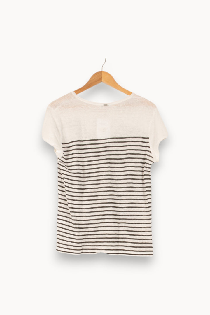 Tee-shirt Rayé Blanc et Noir - Taille L/40 de la marque IKKS | PARAD49807 - Vendu par Paradigme - Image 4