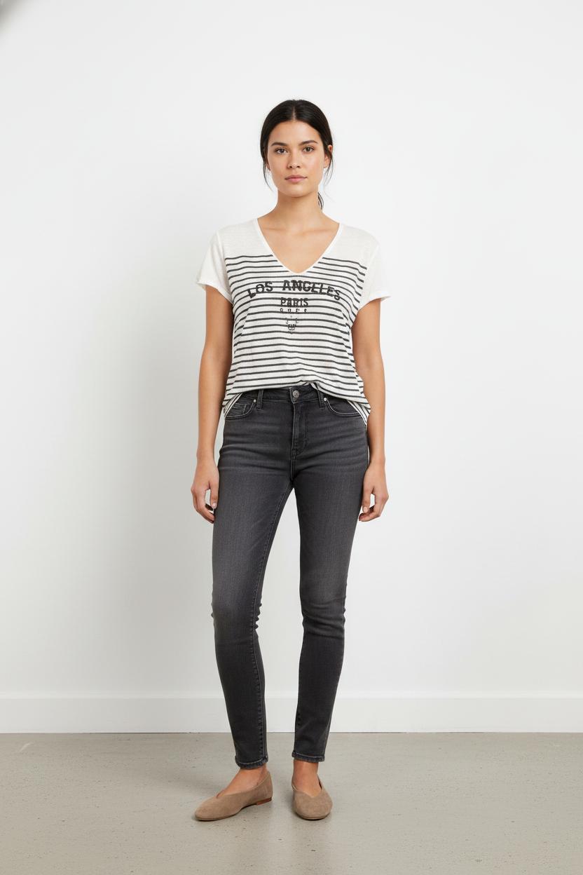 Tee-shirt Rayé Blanc et Noir - Taille L/40