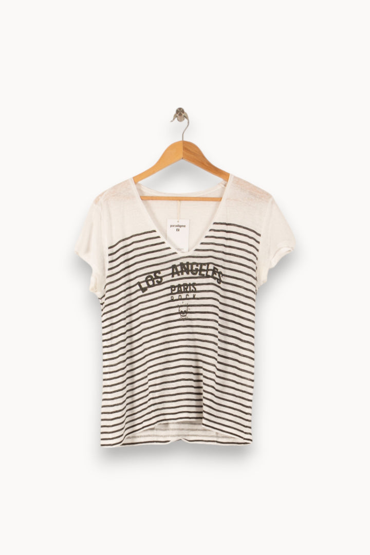 Tee-shirt Rayé Blanc et Noir - Taille L/40 de la marque IKKS | PARAD49807 - Vendu par Paradigme - Image 2