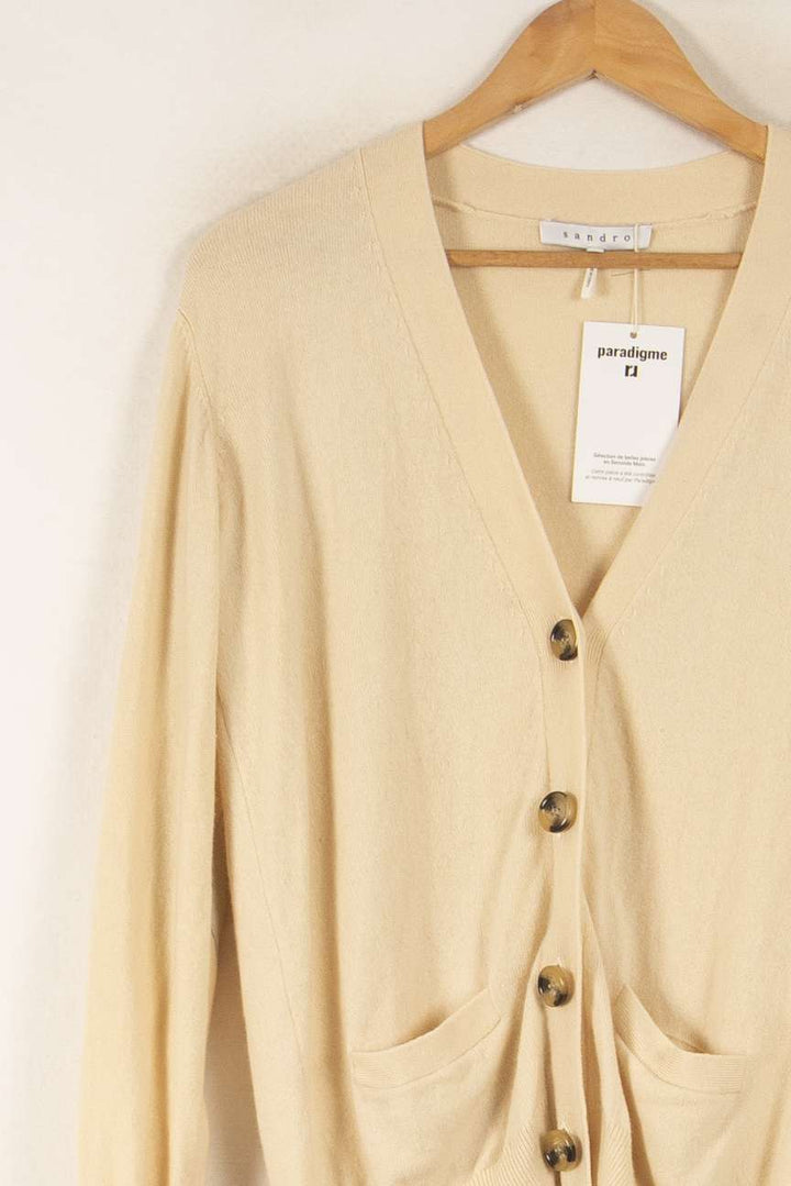 Cardigan Beige - Taille S/36 de la marque Sandro | PARAD49810 - Vendu par Paradigme - Image 3