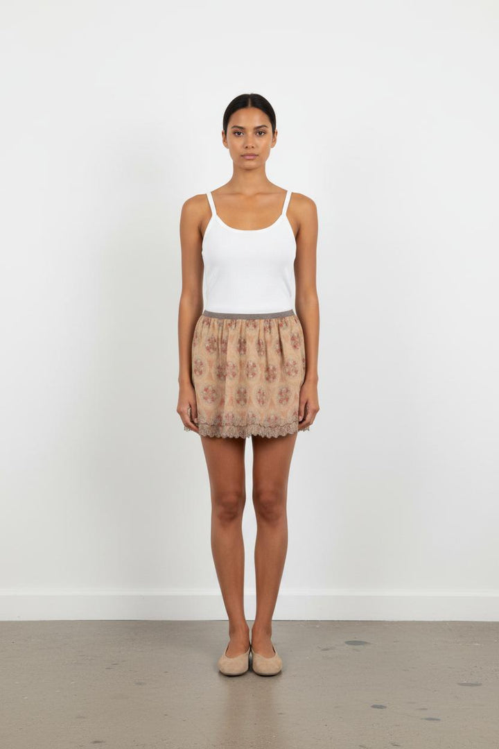 Jupe Courte Rose et Beige - Taille L/40