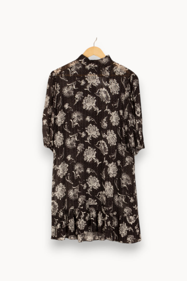 Robe Fleurie Noire et Blanche - Taille L/40 de la marque The Kooples | PARAD49875 - Vendu par Paradigme - Image 2