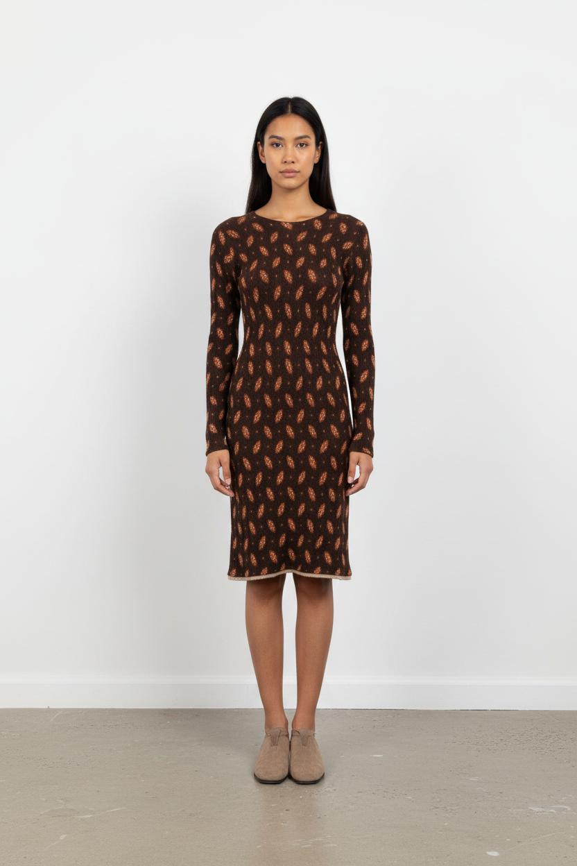 Robe Midi Marron et Orange - Taille S/36