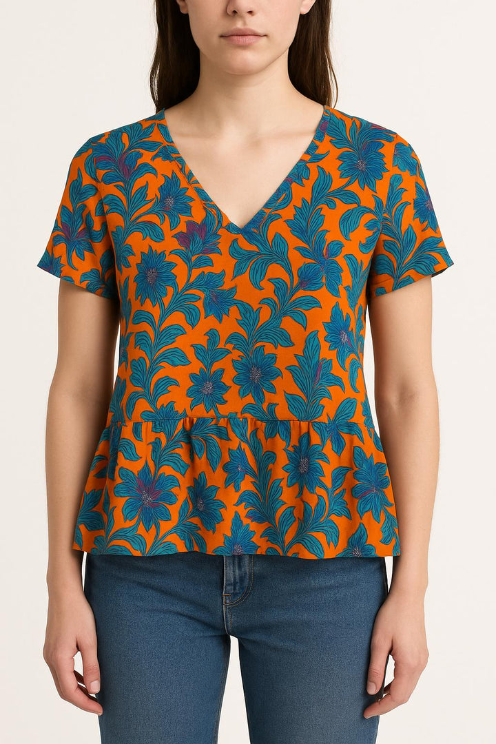 Blouse Orange et Bleue - Taille XS/34 de la marque One Step | PARAD49905 - Vendu par Paradigme - Image 1