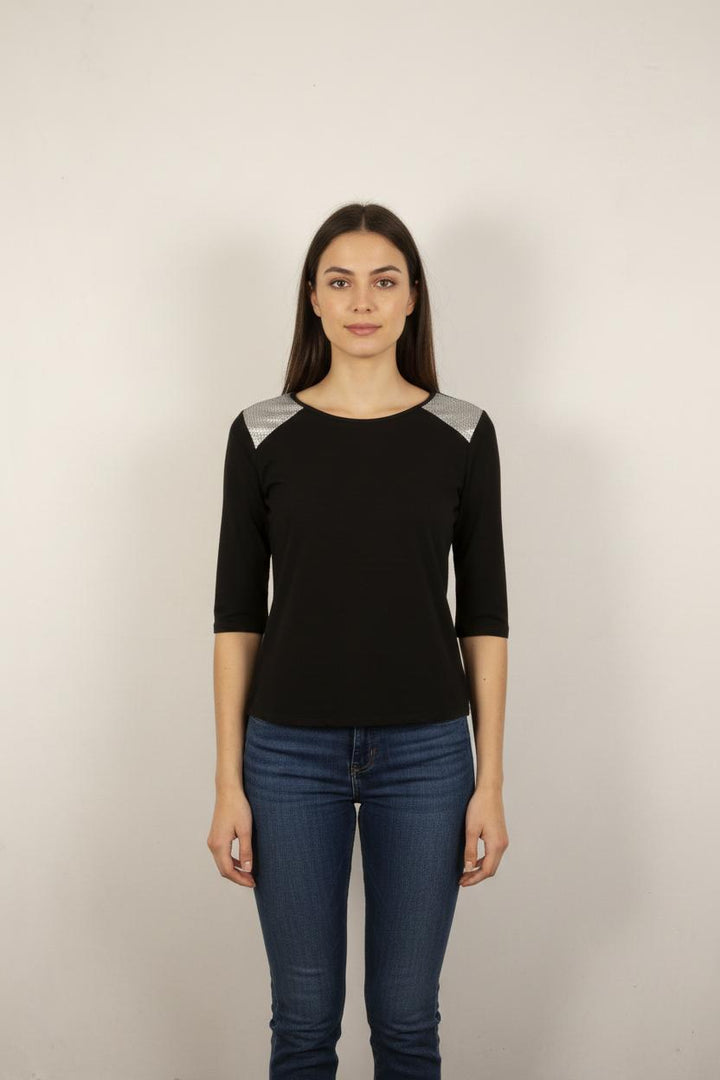 T-shirt Noir et Argenté - Taille M/38