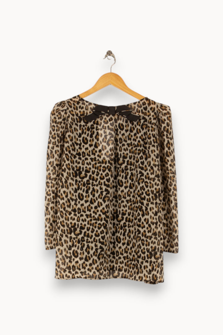 Blouse Léopard Beige et Noir - Taille M/38 de la marque Claudie Pierlot | PARAD49965 - Vendu par Paradigme - Image 4
