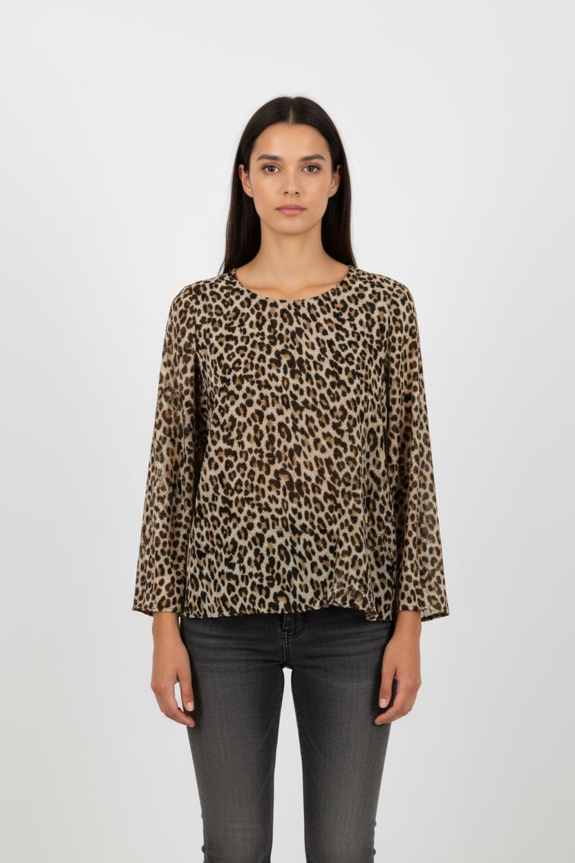 Blouse Léopard Beige et Noir - Taille M/38