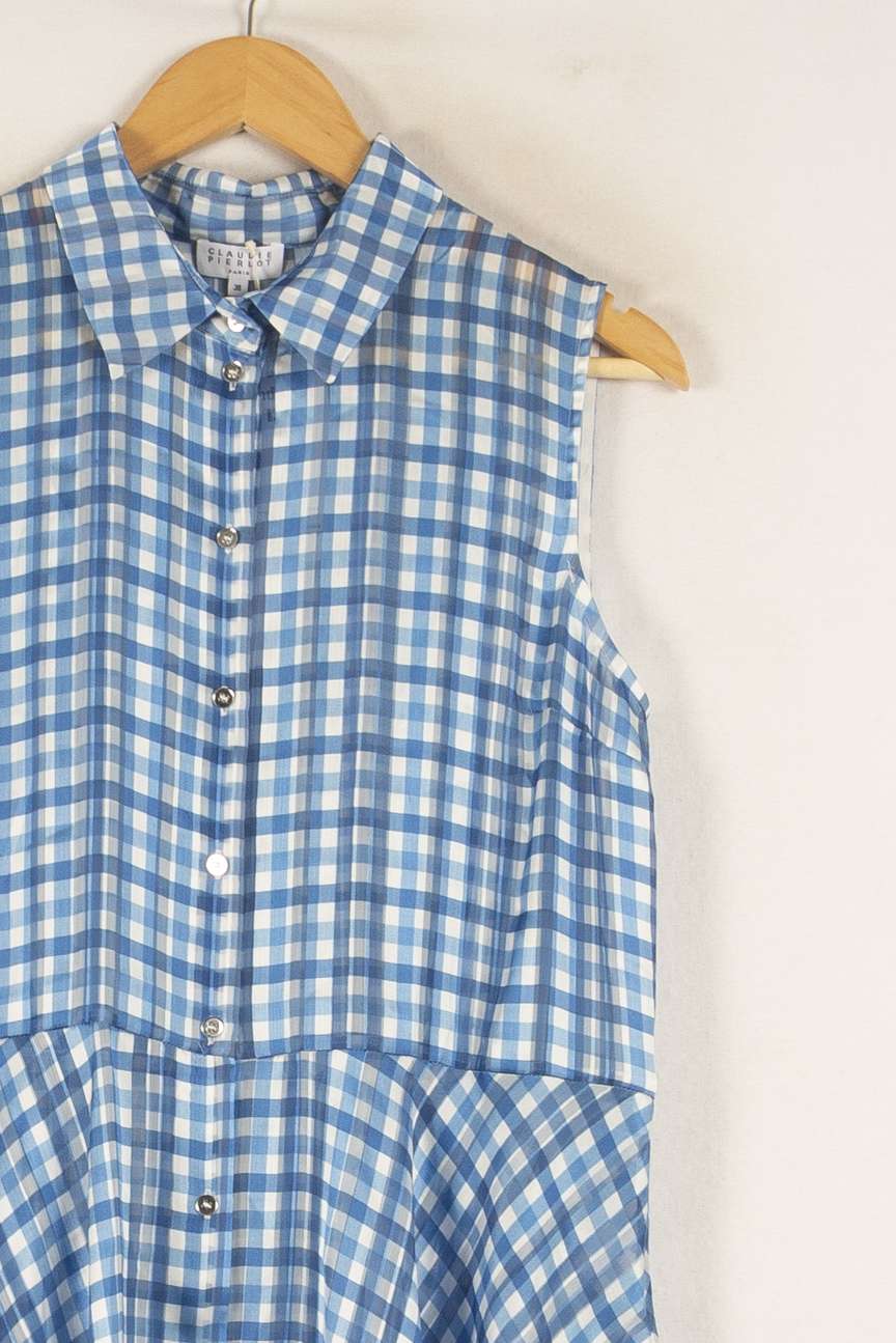 Robe Chemisier Bleue et Blanche - Taille M/38 de la marque Claudie Pierlot | PARAD49969 - Vendu par Paradigme - Image 3