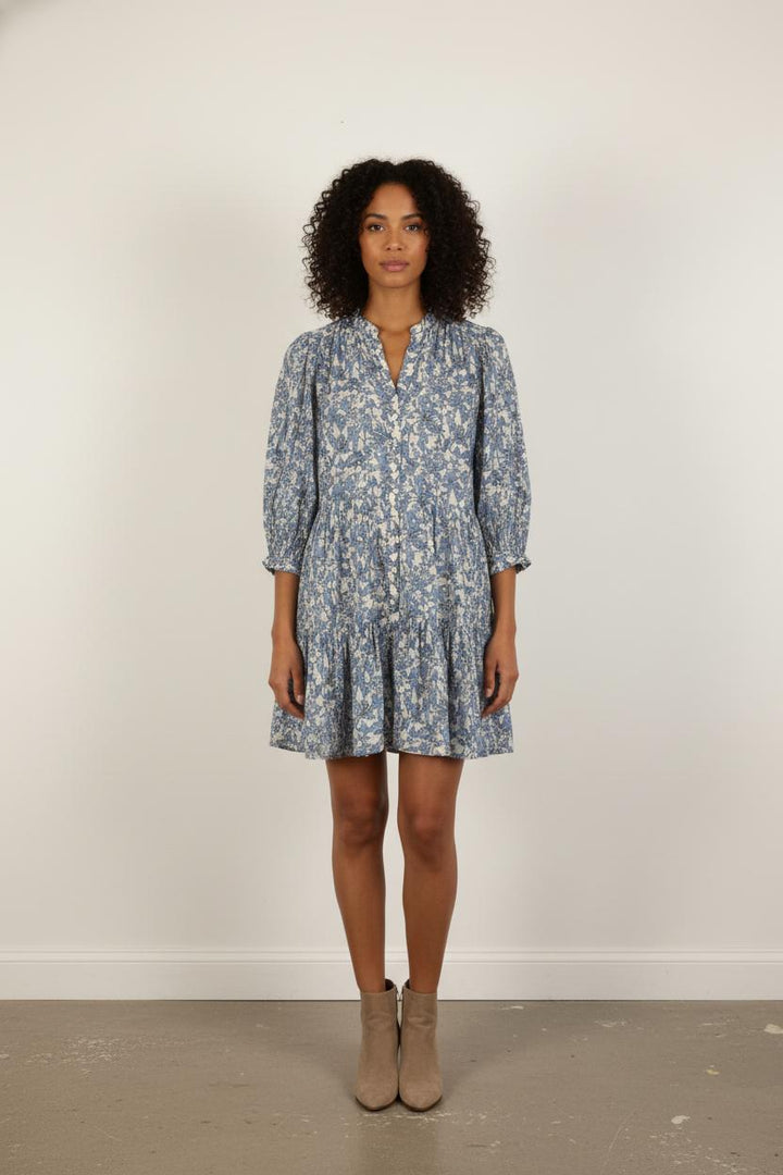 Robe Fleurie Bleue et Blanche - Taille XL/42