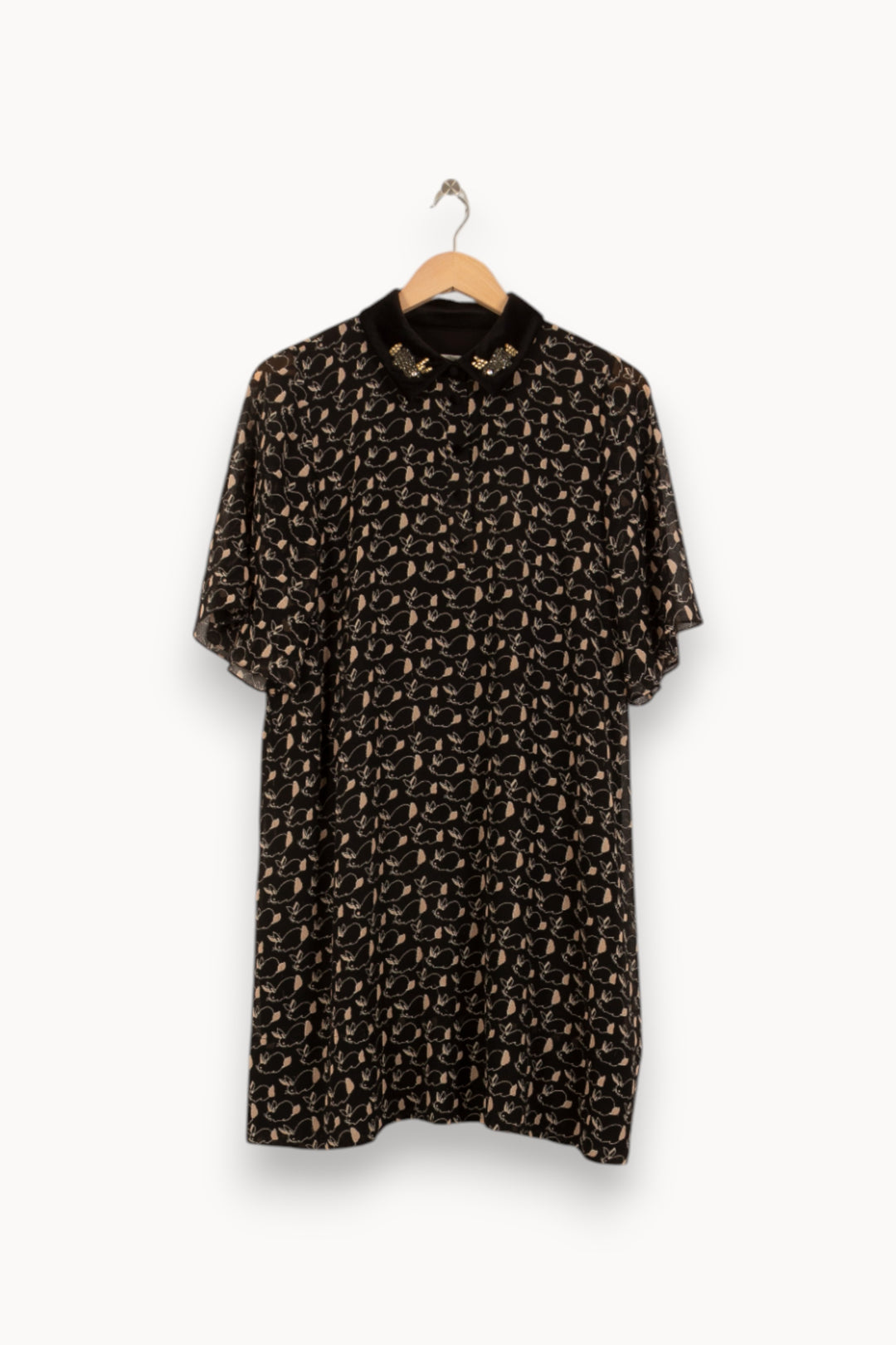 Robe Chemise Noire et Beige - Taille M/38 de la marque Essentiel Antwerp | PARAD50059 - Vendu par Paradigme - Image 2