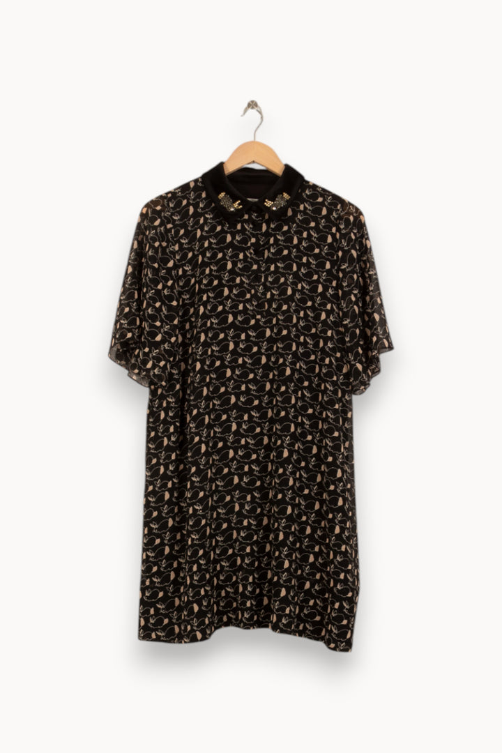 Robe Chemise Noire et Beige - Taille M/38 de la marque Essentiel Antwerp | PARAD50059 - Vendu par Paradigme - Image 2