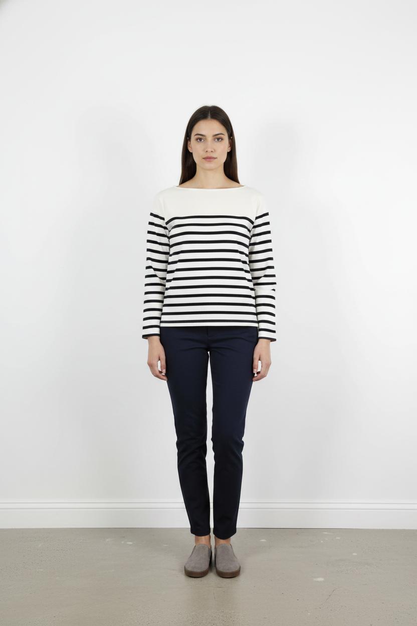 Marinière Blanche et Noire - Taille XXS/32